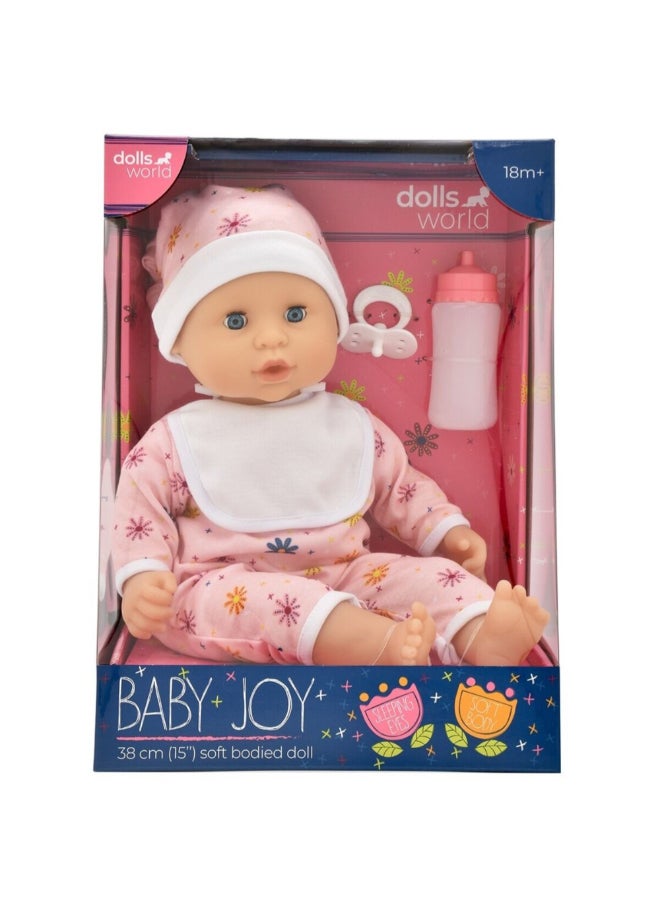 dolls world Baby Joy Soft Bodied Doll with Accessories Multicolour 38 cm PKN78312 - Image 4